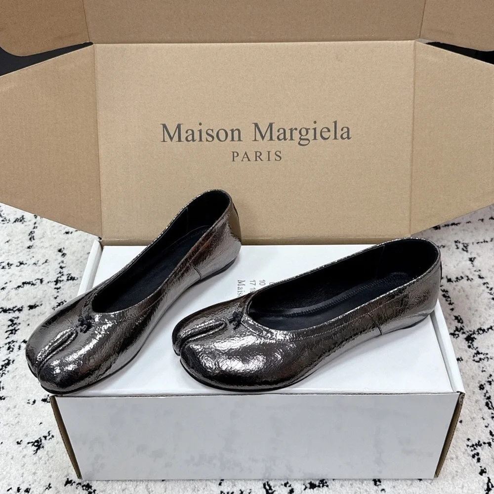 Maison Martin Margiela Metallic Bronze Tabi Leather Flats